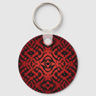 Rote und schwarze Tribal-Muster Schlüsselanhänger
