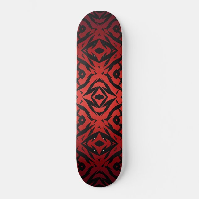 Rote und schwarze Tribal-Muster Skateboard (Vorderseite)
