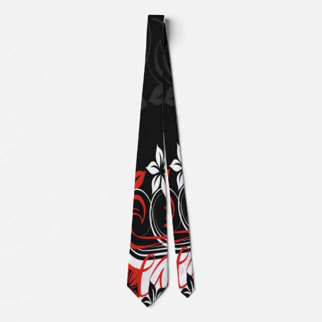 Rote und schwarze Tribal-Print Krawatte (Vorderseite)