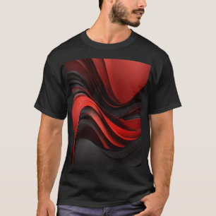 Rote und Schwarze Waves-Design T-Shirt