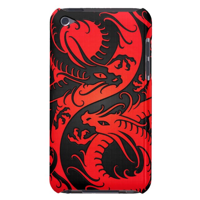 Rote und schwarze Yin Yang Chinese-Drachen Barely There iPod Cover (Rückseite)