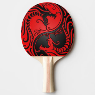 Rote und schwarze Yin Yang Drachen Tischtennis Schläger