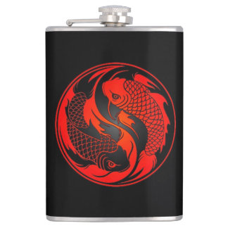 Rote und schwarze Yin Yang Koi Fische Flachmann