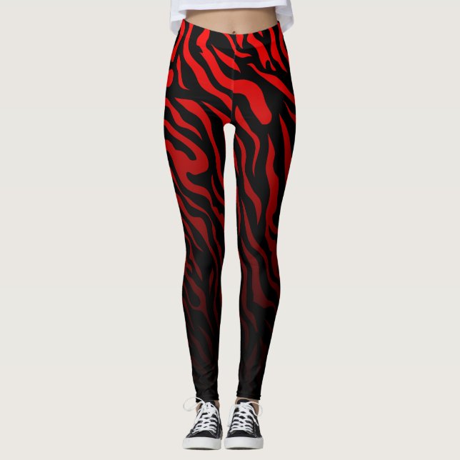 Rote und schwarze Zebrastreifen: Stilvolle Legging Leggings (Vorderseite)