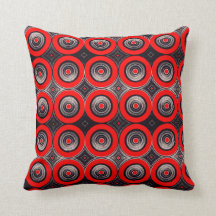 Rote und Schwarzes Kreise - Throw Pillow