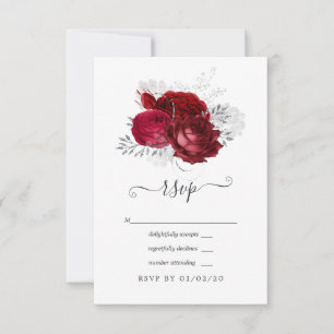 Rote und Silberblume RSVP Karte