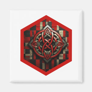 Rote und silberne keltische Knoten in einem sechse Magnet