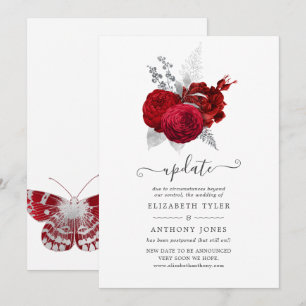 Rote und silberne Vintage-Rosen-Hochzeitsankündigu Einladung