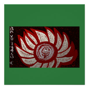 Rote und silbrig weiße Blume Poster