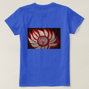 Rote und silbrig weiße Blume T-Shirt