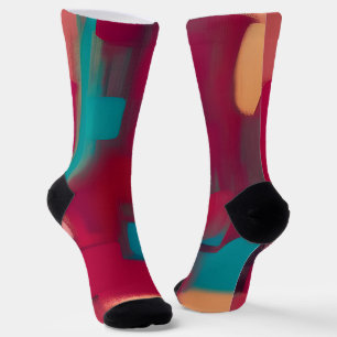 Rote und Türkis abstrakte Mischung Socken