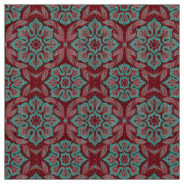 Rote und türkisfarbene Blume Stoff
