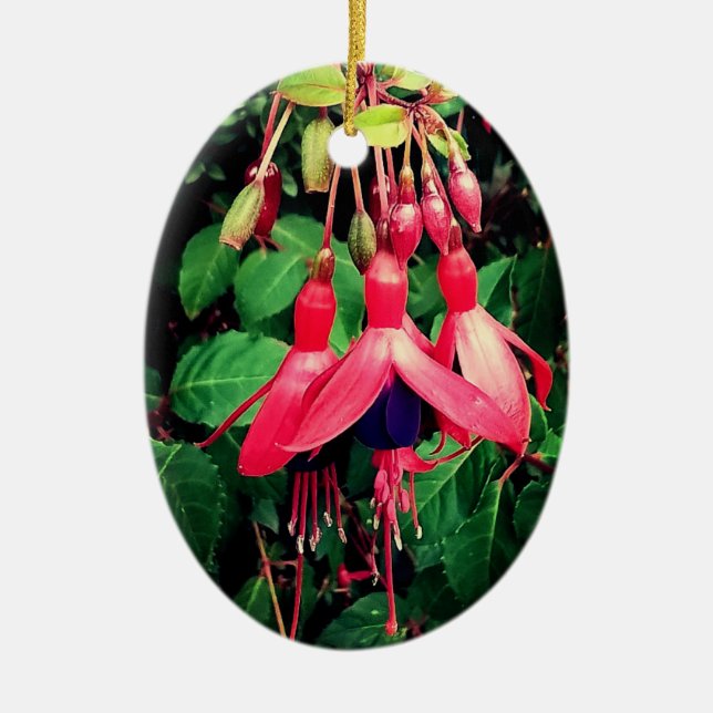 Rote und violette Blumen Keramik Ornament (Vorne)