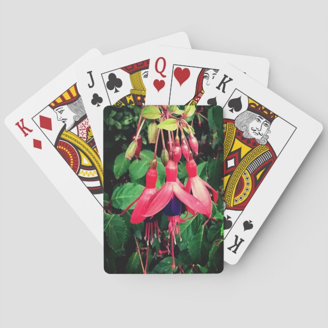 Rote und violette Blumen Spielkarten (Rückseite)