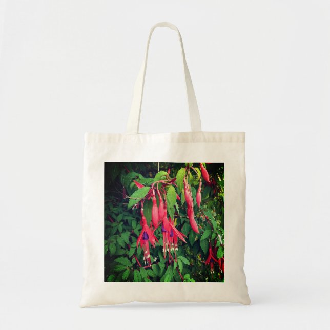 Rote und violette Blumen Tragetasche (Vorne)