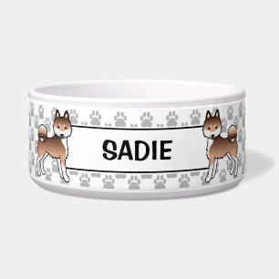 Rote und weiße Alaskan Klee Kai Hunde & Name Napf