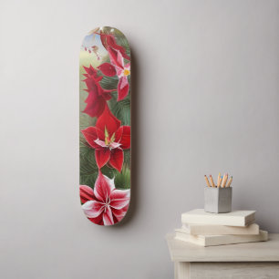 Rote und weiße Amaryllis und Kiefer Skateboard