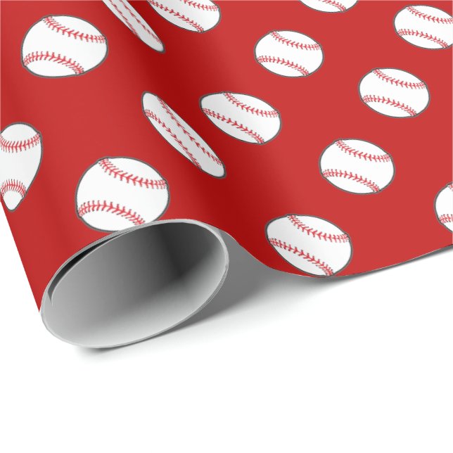 Rote und weiße Baseball | irgendeine Geschenkpapier (Rolleneckpunkt)