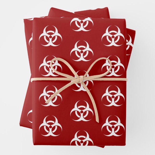 Rote und weiße Biogefährdung Geschenkpapier Set (Beispiel)