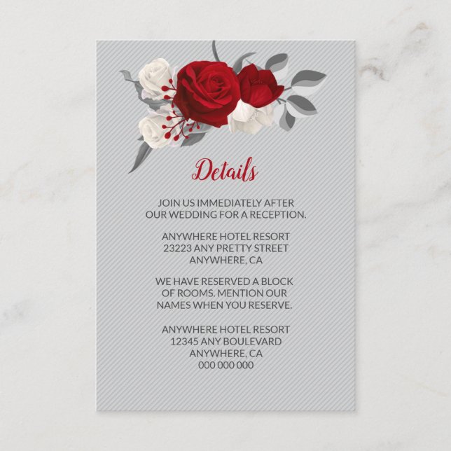 Rote und weiße Blume - Einzelheiten zu den silbern Begleitkarte (Vorderseite)