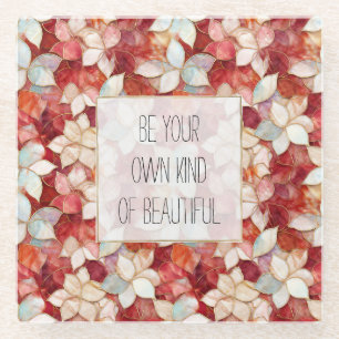 Rote und weiße Blume Glasuntersetzer