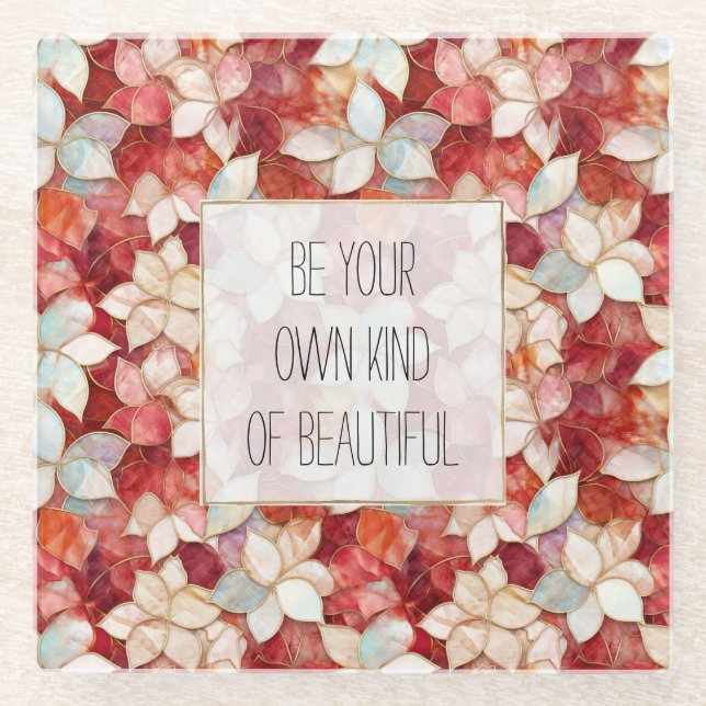 Rote und weiße Blume Glasuntersetzer (Vorderseite)