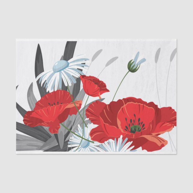 Rote und weiße Blume Seidenpapier (Vorderseite)