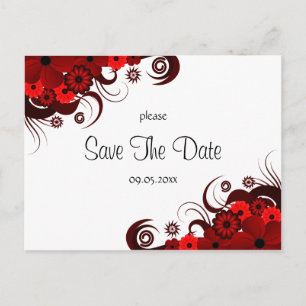 Rote und weiße Blumenkarten Save the Date Postkart Ankündigungspostkarte