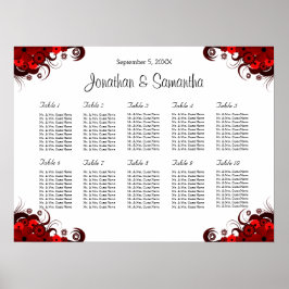 Rote und weiße Blüten 10 Hochzeitstisch Poster