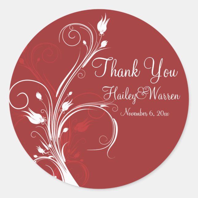 Rote und weiße Blüten 3" Rundaufkleber Runder Aufkleber (Vorderseite)