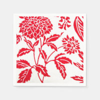 Rote und weiße Blütendrucke Napkins