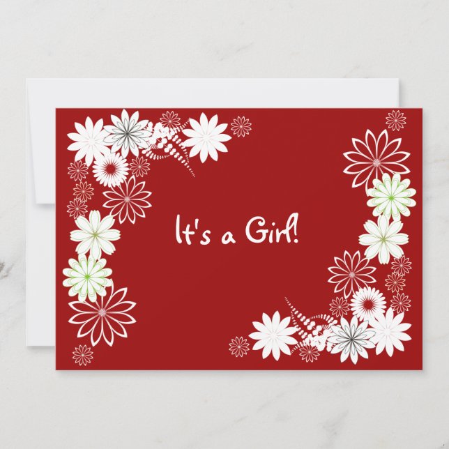 Rote und weiße Blütendusche Einladung (Vorderseite)