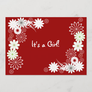 Rote und weiße Blütendusche Einladung