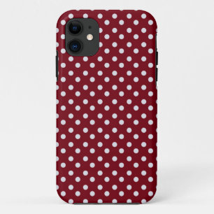 Rote und weiße Buttonpolka-Punktmuster-Polkapunkte iPhone 11 Hülle