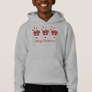 Rote und weiße Candy Canes und Frohe Weihnachten T Hoodie