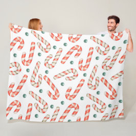 ROTE UND WEISSE CHRISTMAS CANDY CANDY CANES FLEECEDECKE
