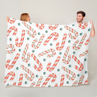 ROTE UND WEISSE CHRISTMAS CANDY CANDY CANES FLEECEDECKE