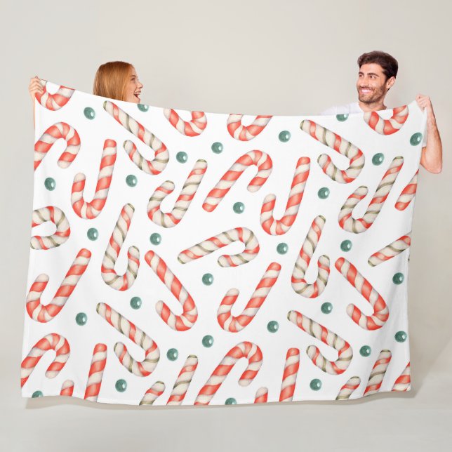 ROTE UND WEISSE CHRISTMAS CANDY CANDY CANES FLEECEDECKE (Beispiel)