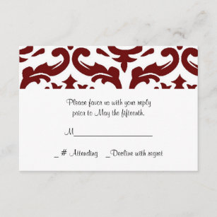 Rote und weiße Damast-Hochzeit UAWG Karte