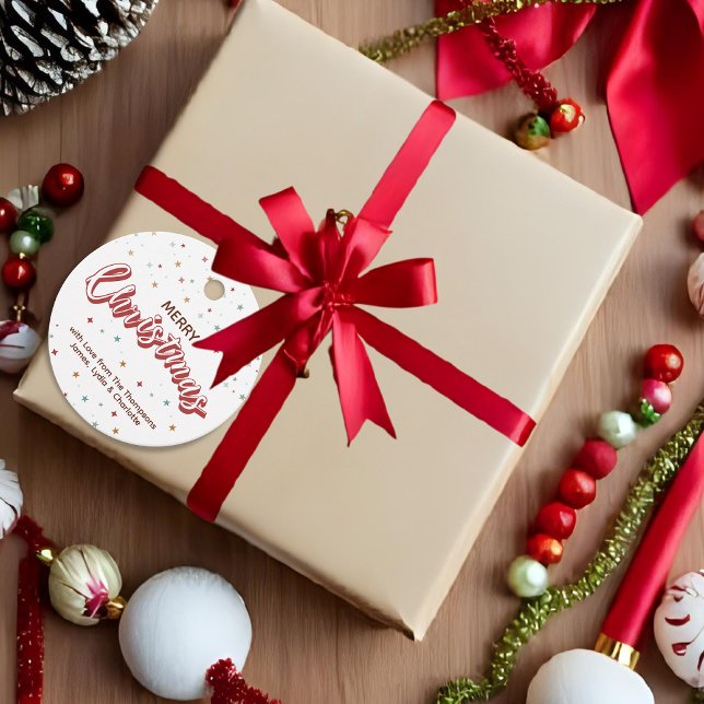 Rote und weiße farbige Sterne Einfache Weihnachten Geschenkanhänger (Von Creator hochgeladen)