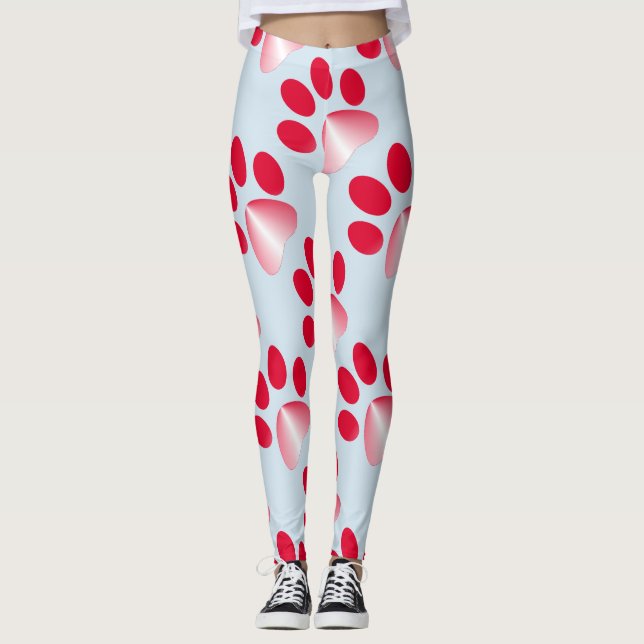 Rote und weiße Farbtierpfeife Leggings (Vorderseite)