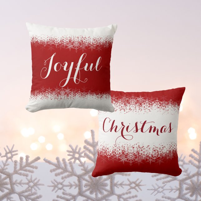 Rote und weiße festliche Schneeflocke Kissen (Red and White Festive Snowflake Throw Pillow)