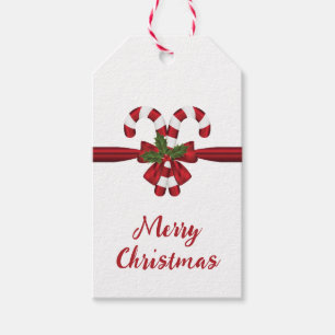 Rote und weiße, festliche Süßkanüle und Text Geschenkanhänger