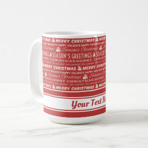 Rote und weiße frohe Weihnachts Retro Typografie Kaffeetasse