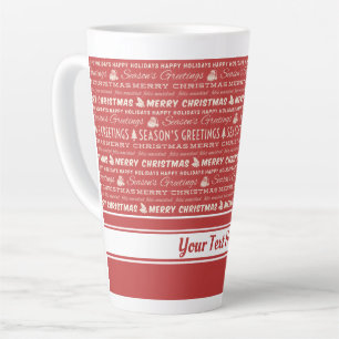 Rote und weiße frohe Weihnachts Retro Typografie Milchtasse