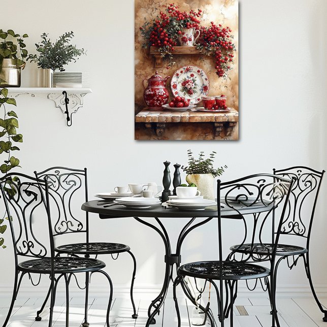 Rote und weiße Geschirr, Coffee Pot Country Shelf Poster (Von Creator hochgeladen)