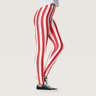 Rote und weiße gestreifte Leggings