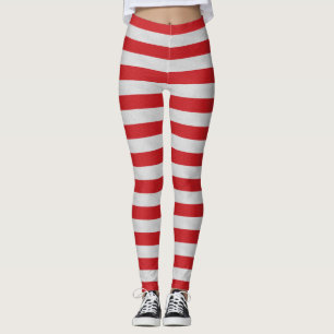 Rote und weiße gestreifte Leggings