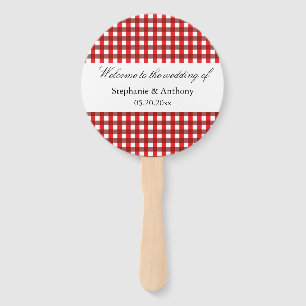 Rote und weiße Gingham Pattern Barbeque Handfächer