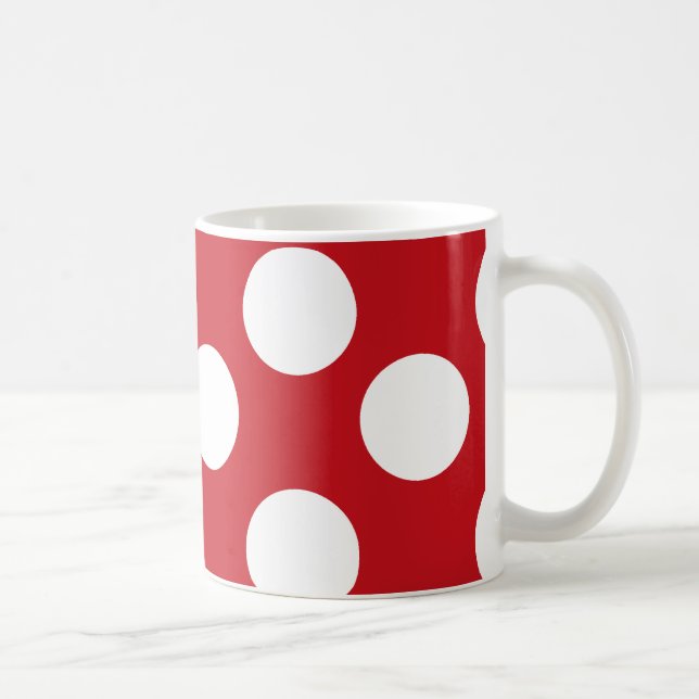 Rote und weiße große Polka-Punkt-Tasse Tasse (Rechts)